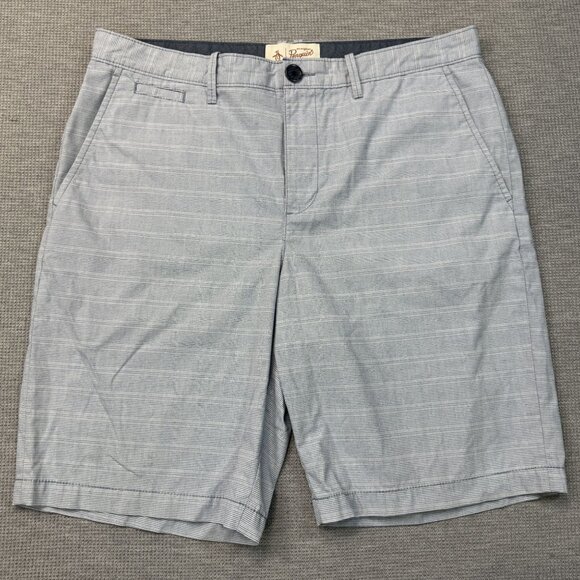 Original Penguin Other - Original Penguin Pinstriped Flat-Front Mens Shorts Blue White Munsingwear Sz 34